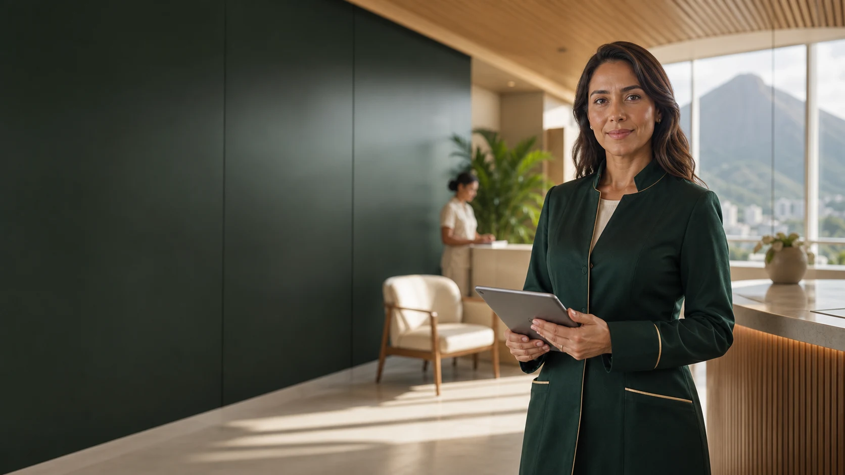 Médica da MS Clinical em um ambiente contemporâneo de atendimento
